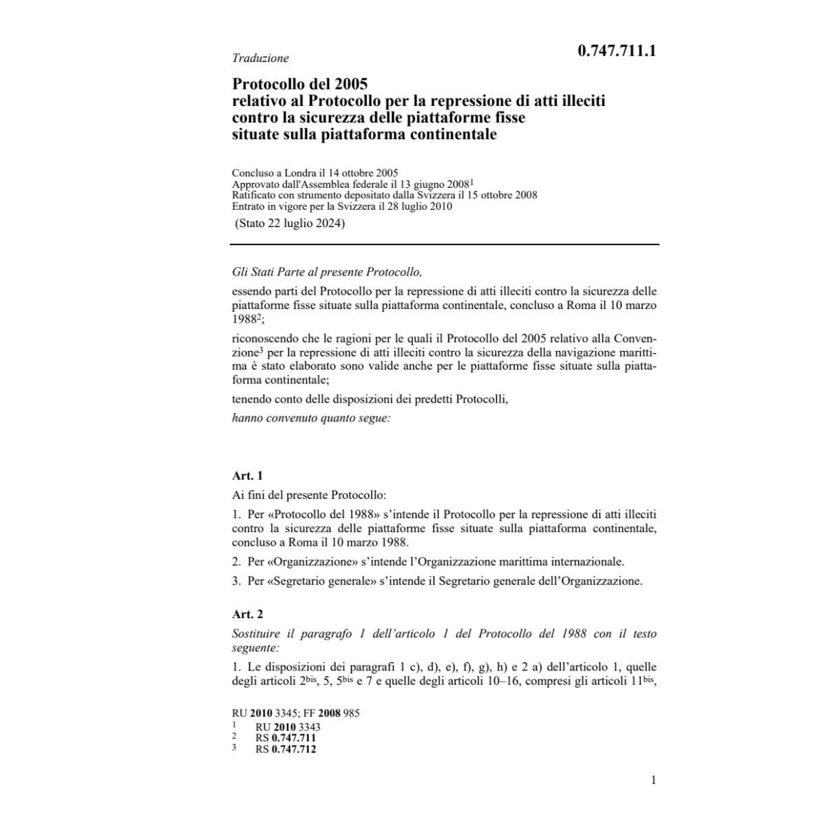 Prot. sicurezza piattaforme fisse