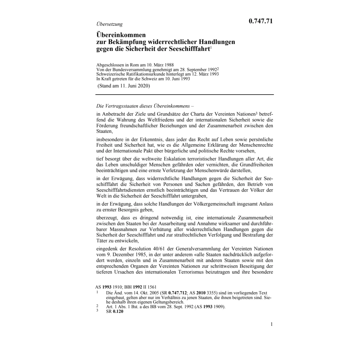 Übereinkommen zur Bekämpfung widerrechtl