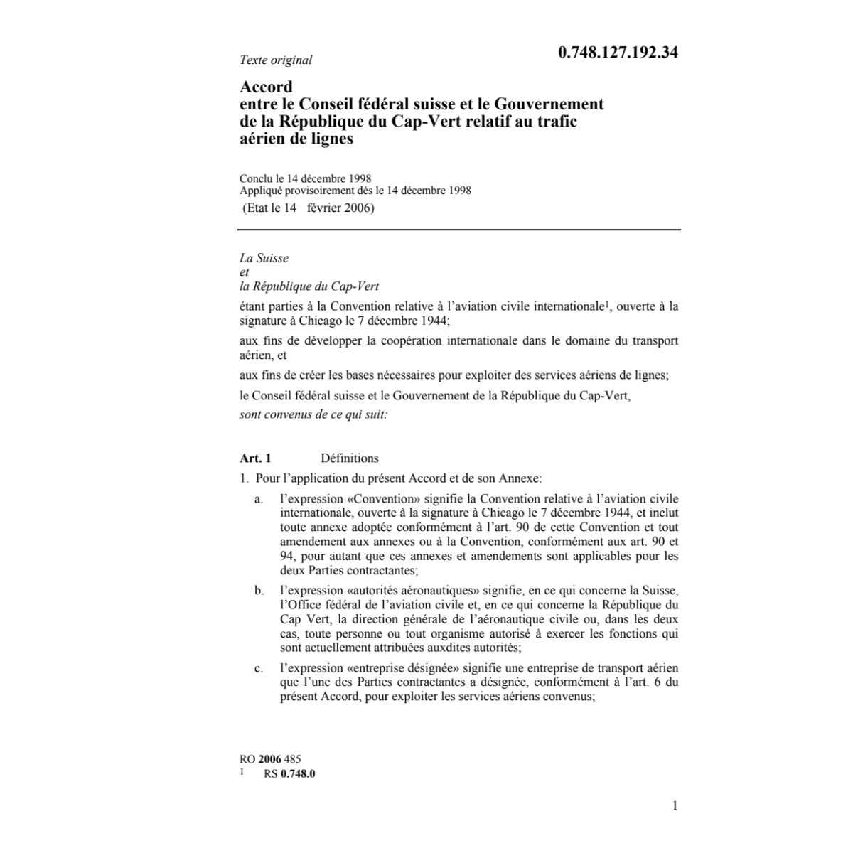Acc.CH-Cap-Vert trafic aérien lignes