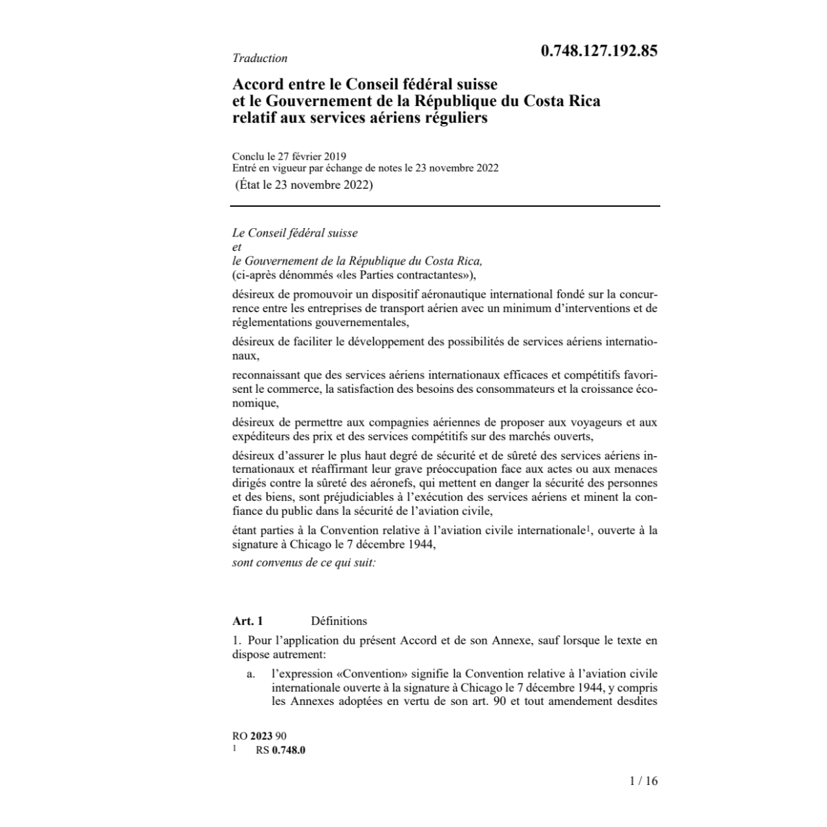Ac. 27.2.19 services aériens réguliers