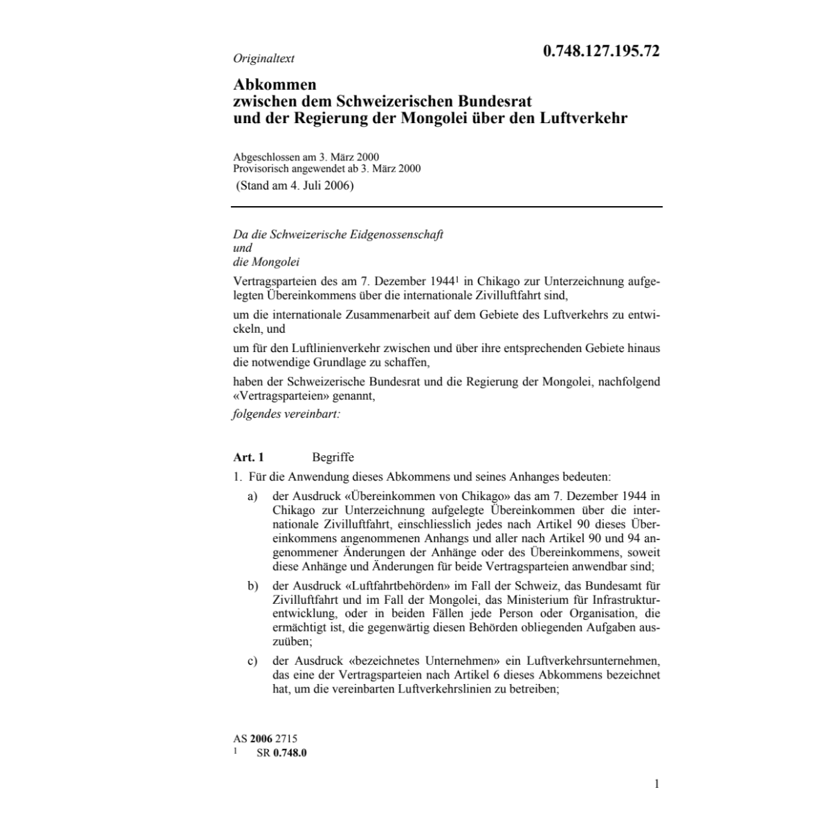 Abk. Mongolei Luftverkehr