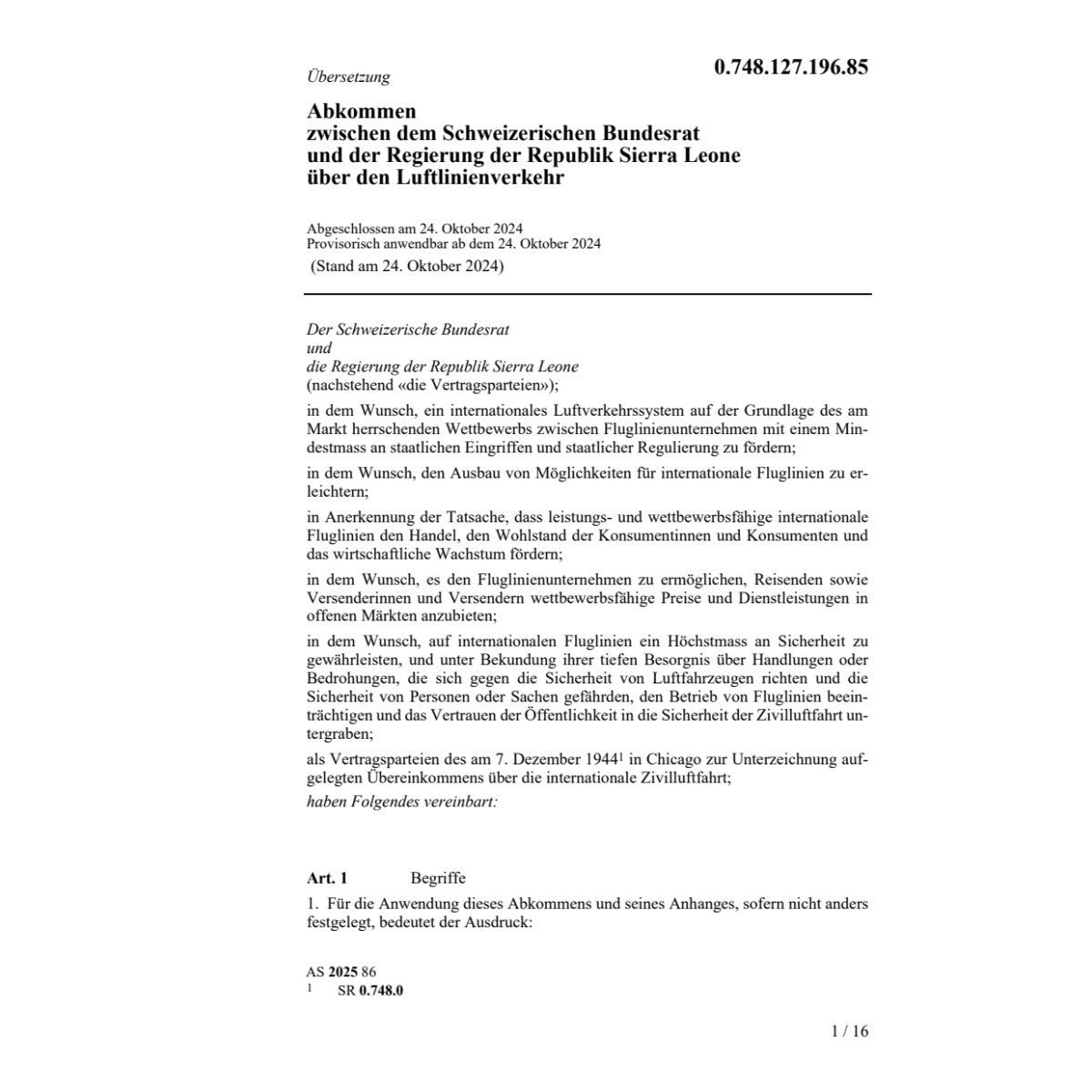 Abk. Sierra Leone Luftlinienverkehr