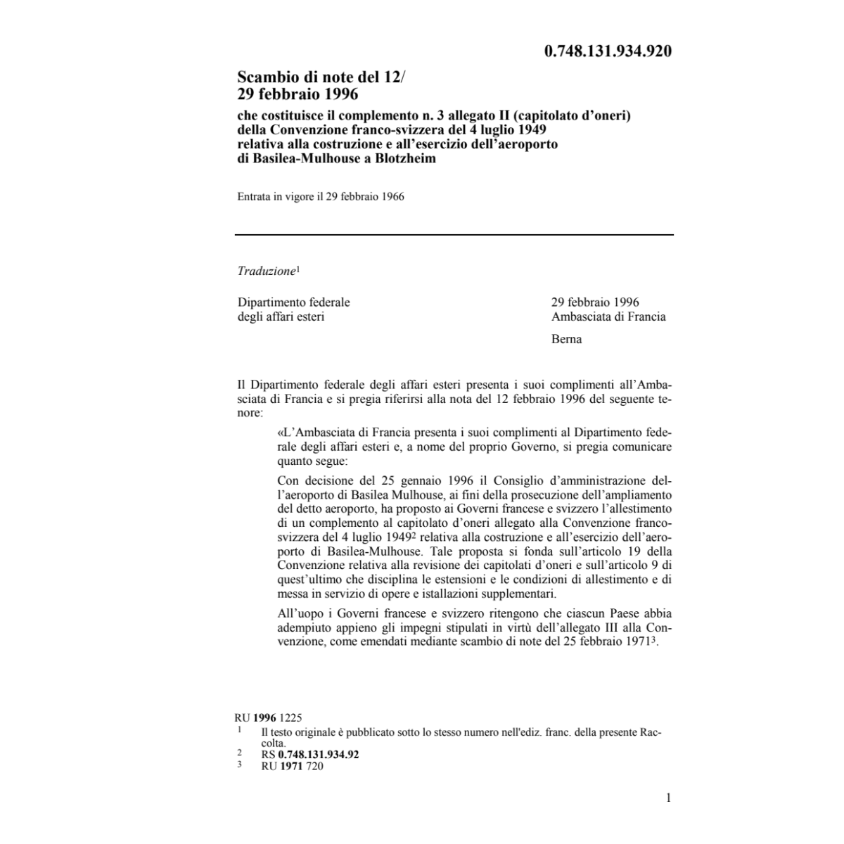 Scambio die note su Basilea-Mulhouse