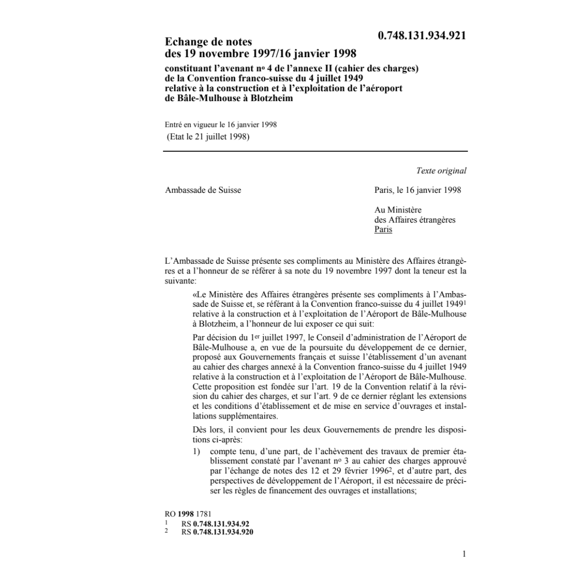Echange de notes chiffre d'affaire