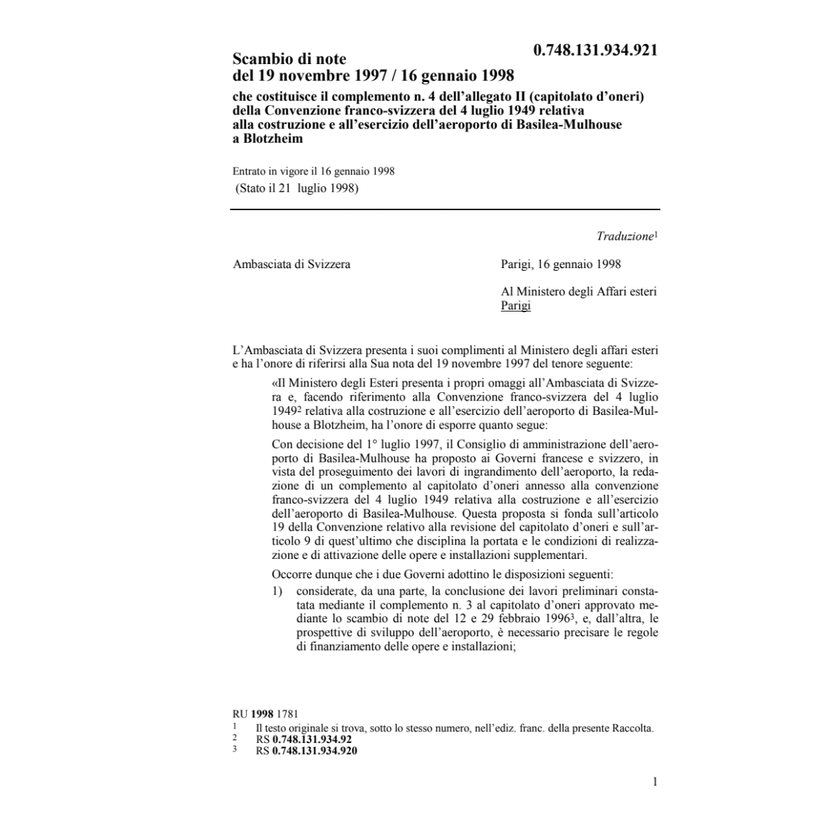 Scambio di note