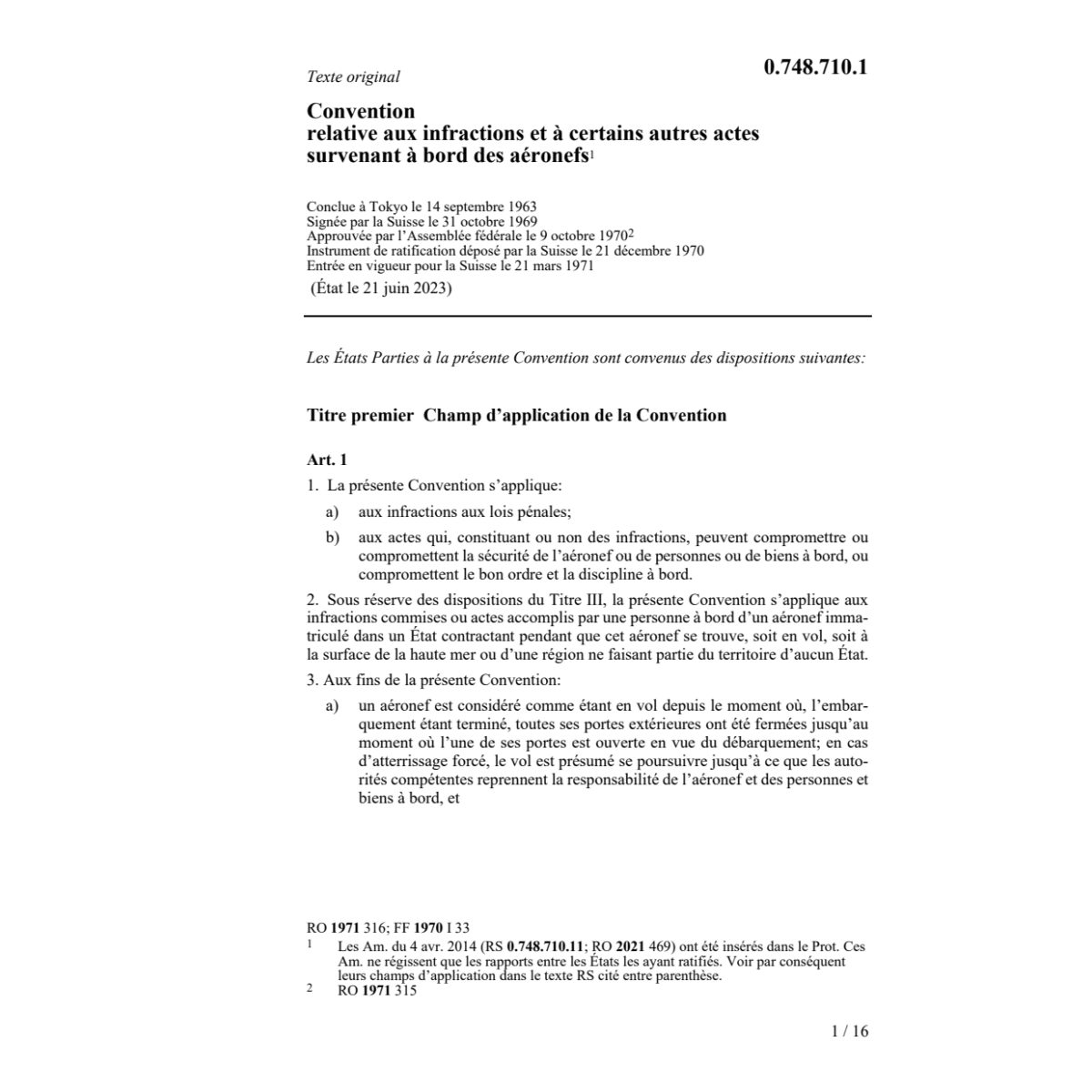 Conv. infractions actes à bord aéronefs
