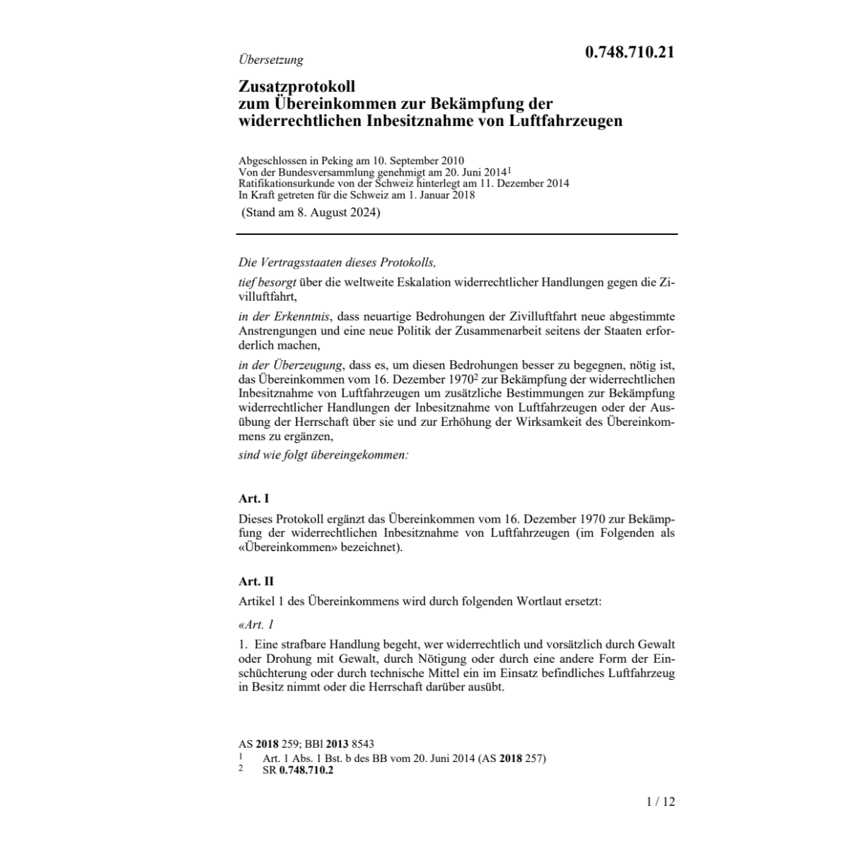 Zusatzprotokoll 10.09.10 Übereink Luftfa