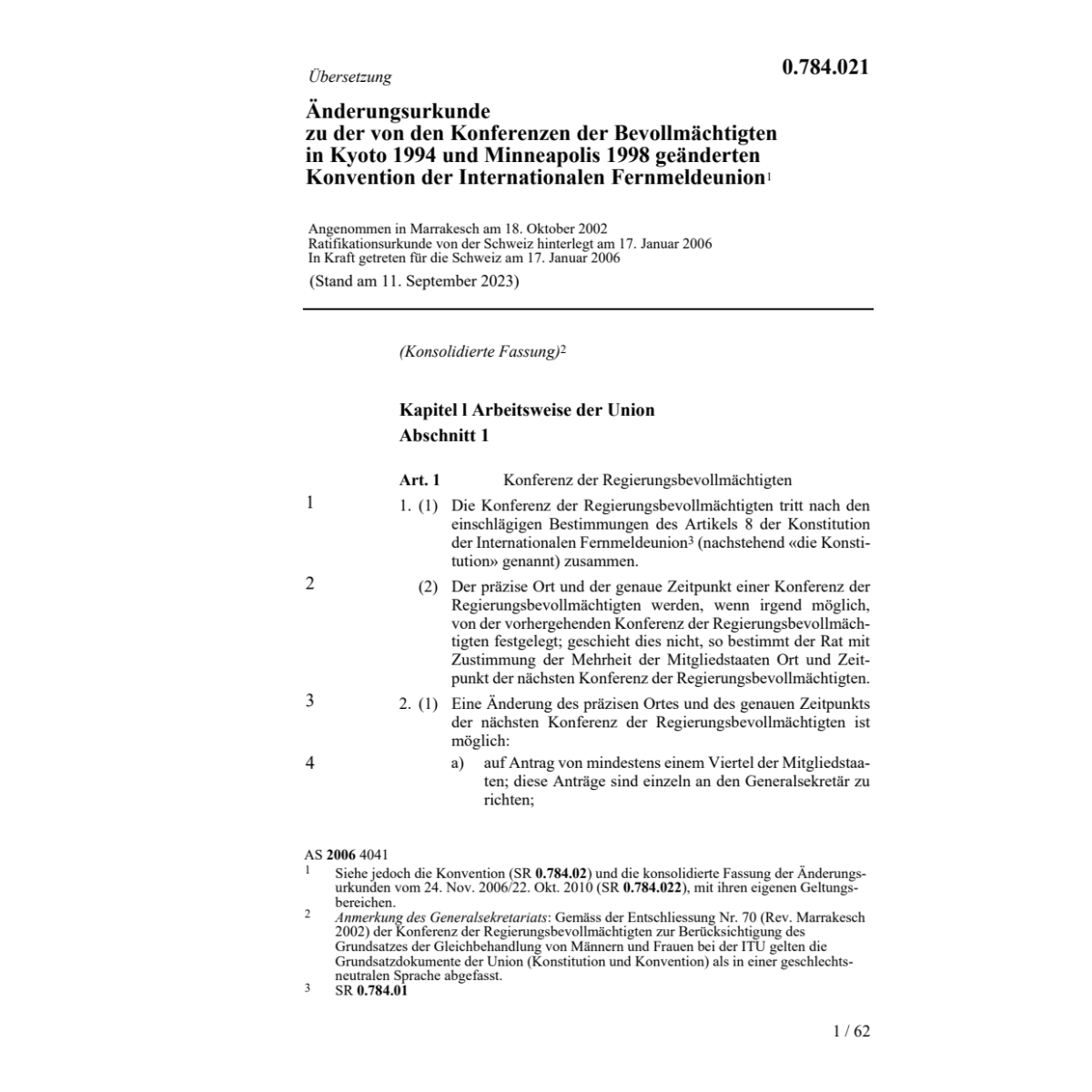 Änderungsurkunde Kyoto Konvention