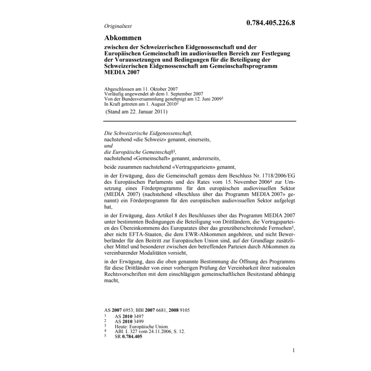 Abk. CH-EG Gemeinschaftprogrammen MEDIA