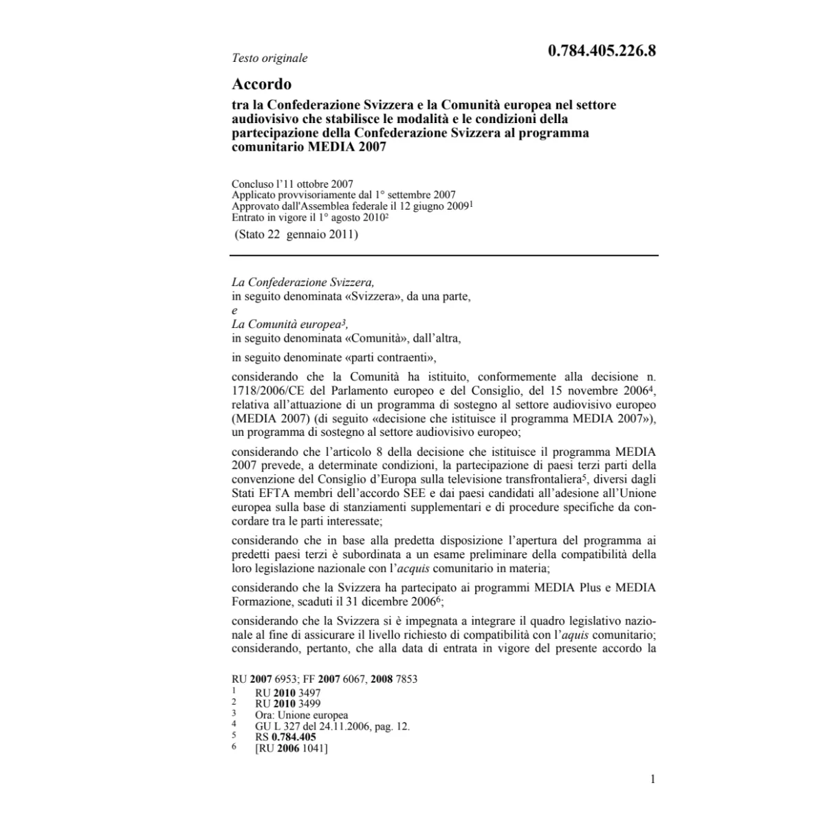 Acc.CH-CE programmi comunitari MEDIA