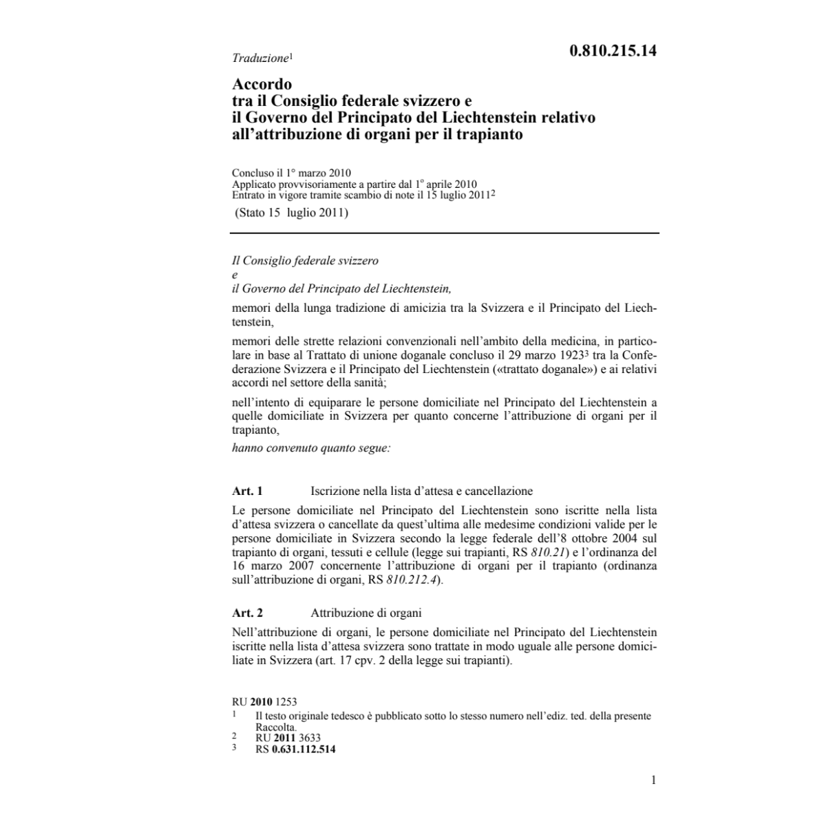 Acc. CH-FL organi trapianto