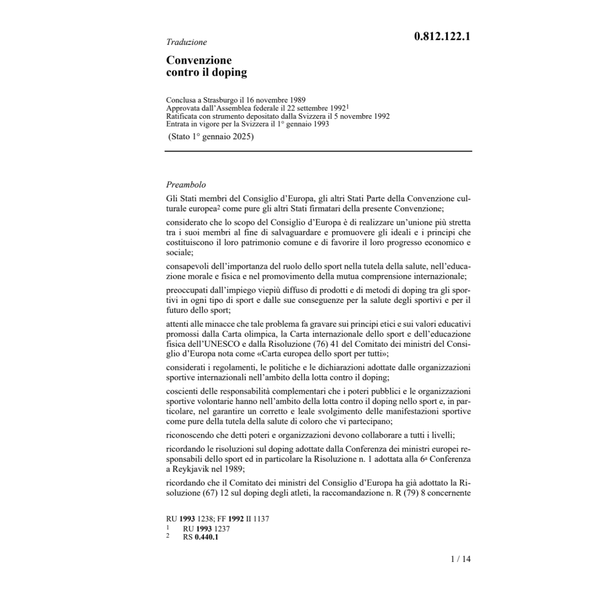 Convenzione contro il doping