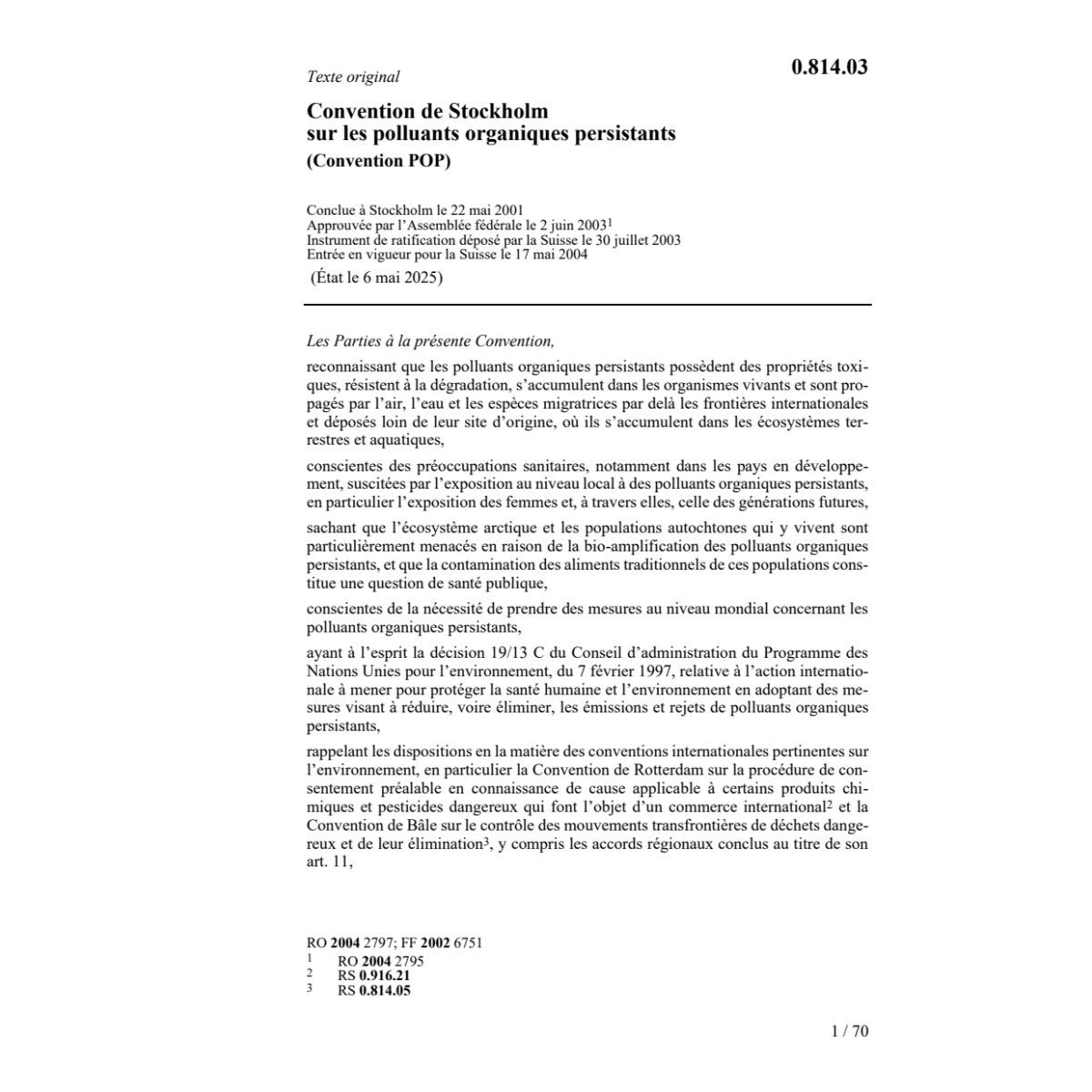 Convention POP polluants org.persistants