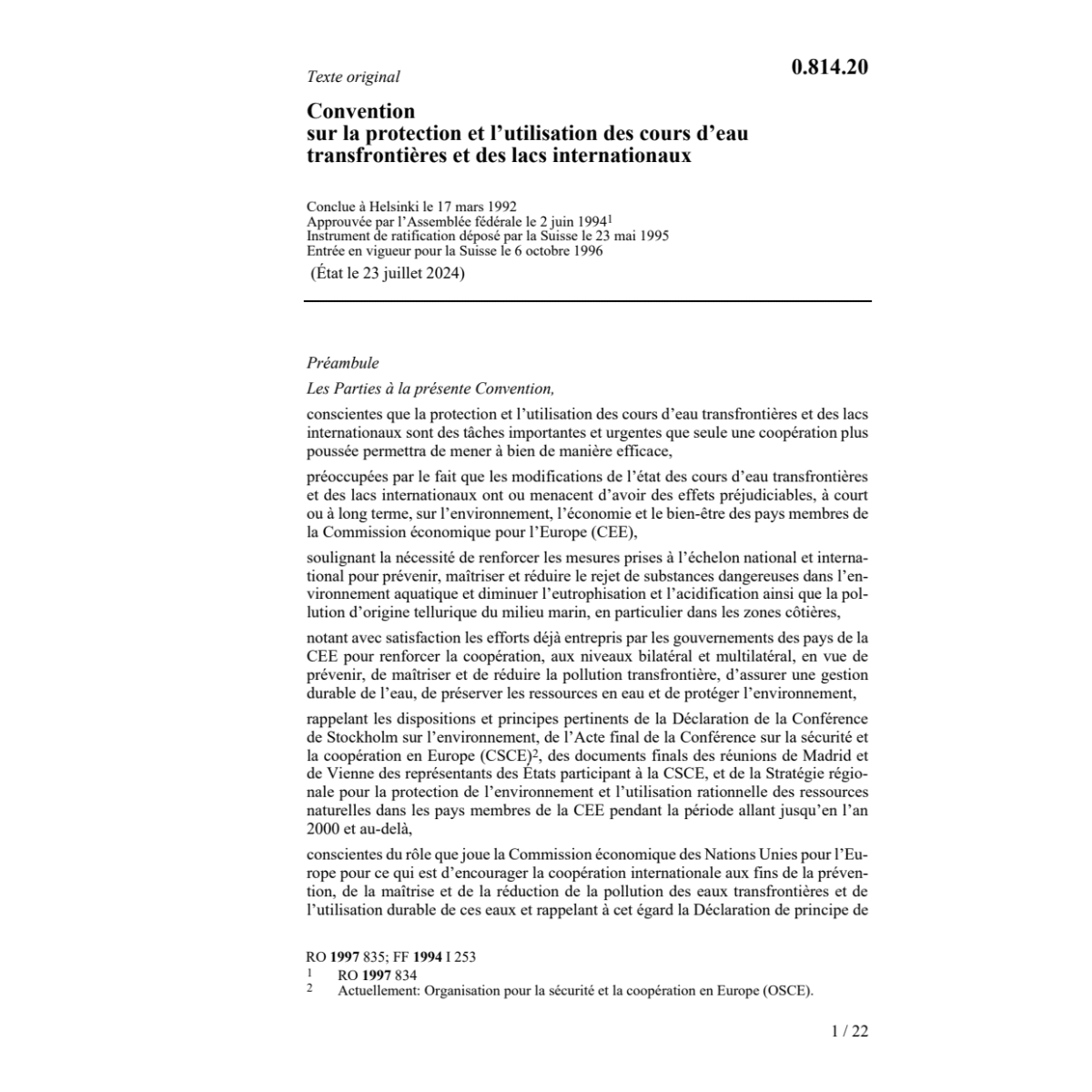 Conv. protection/utilisation lacs