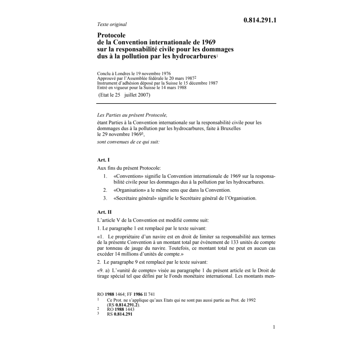 Prot. de la Conv. responsabilité civile