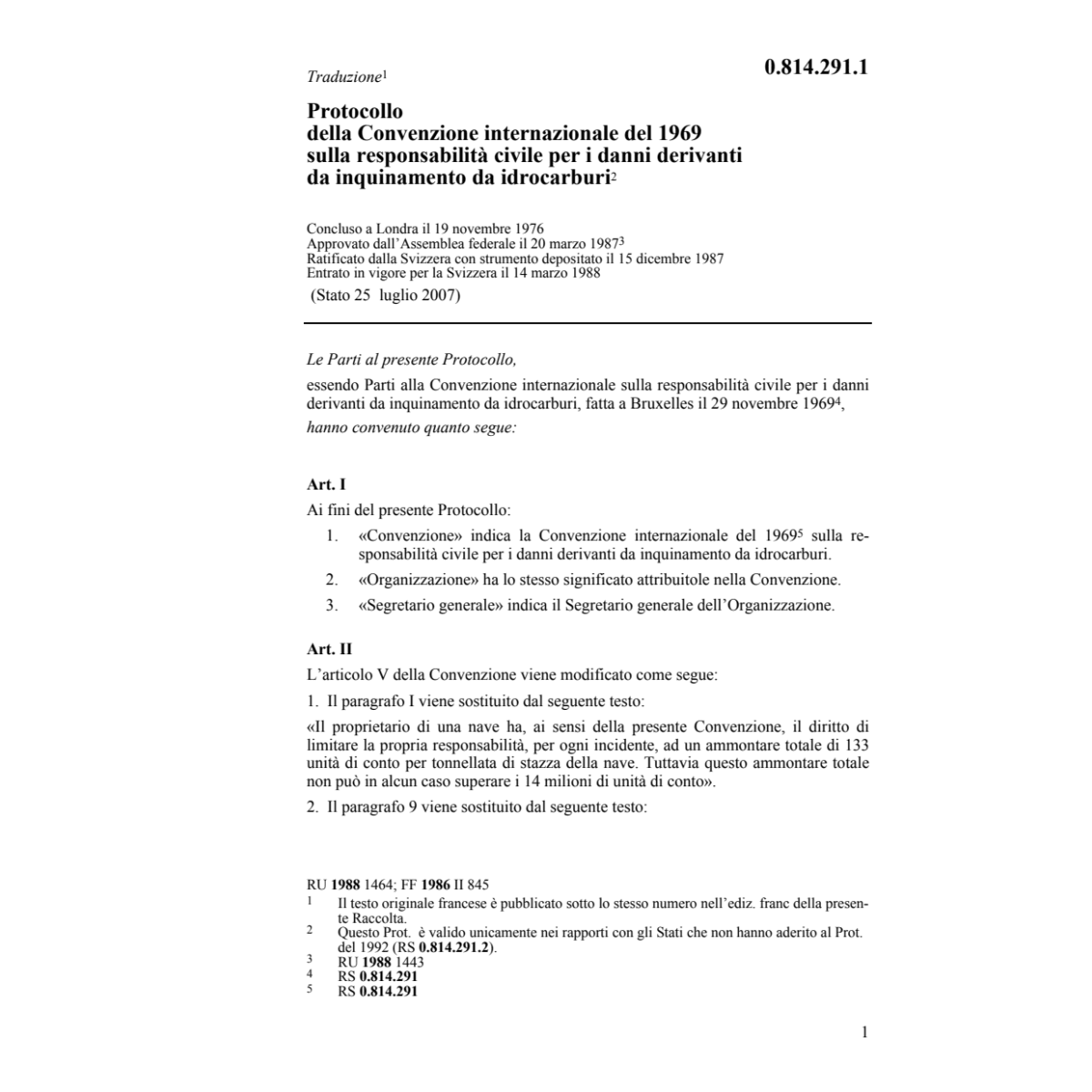 Prot.conv. responsibilita danni