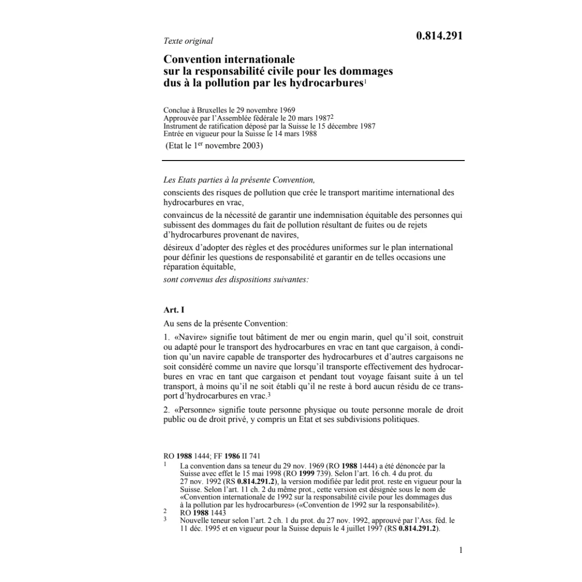 Conv.int. responsabilité civ. dommages