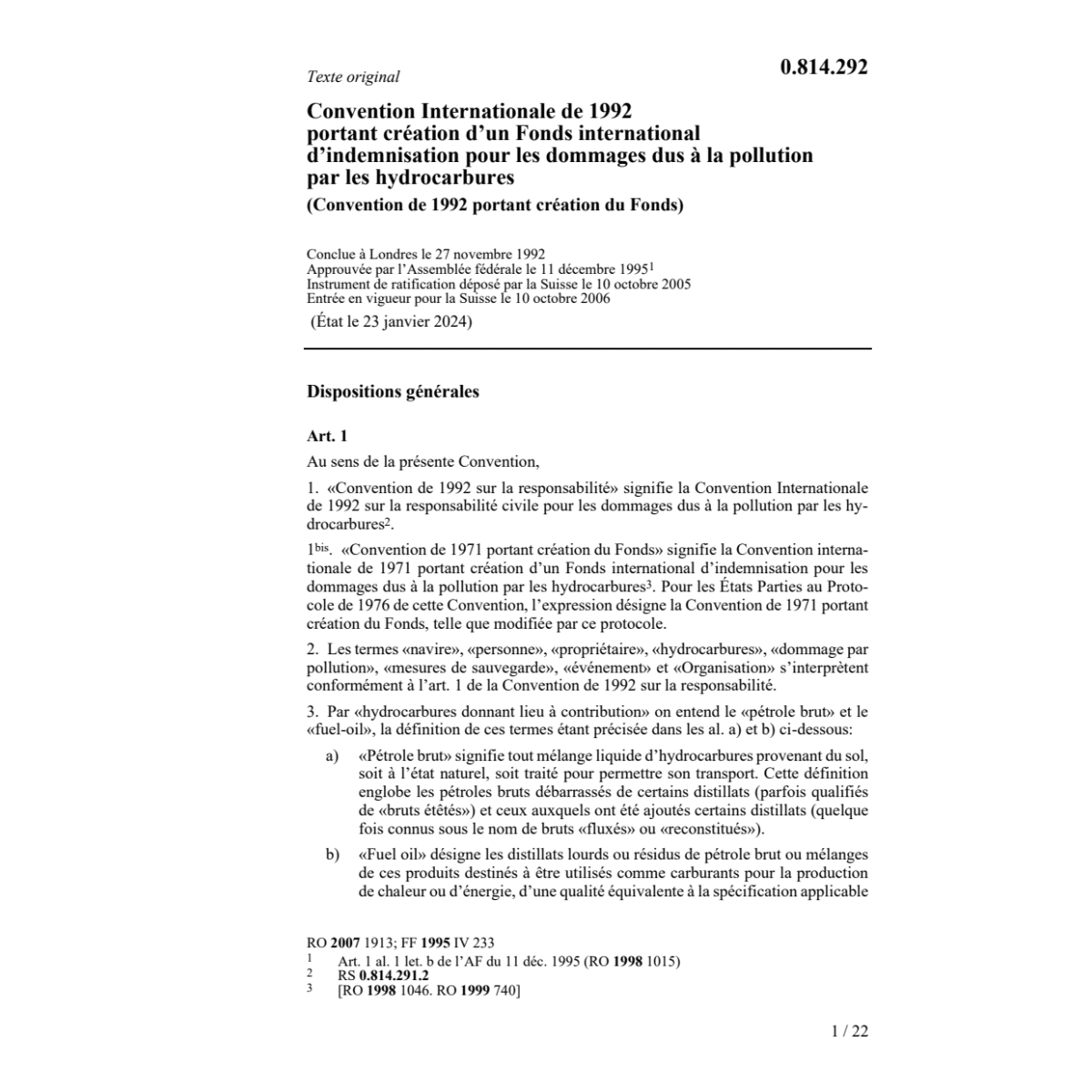 Conv.Internat.pollution hydrocarbures