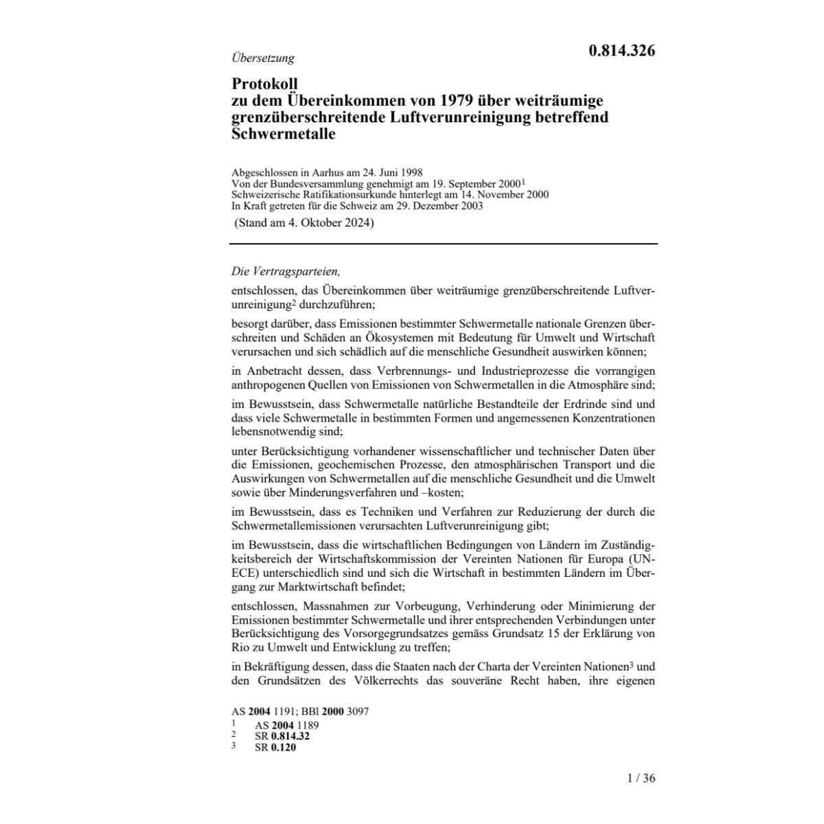 Prot. grenzüberschr. Luftverunreinigung
