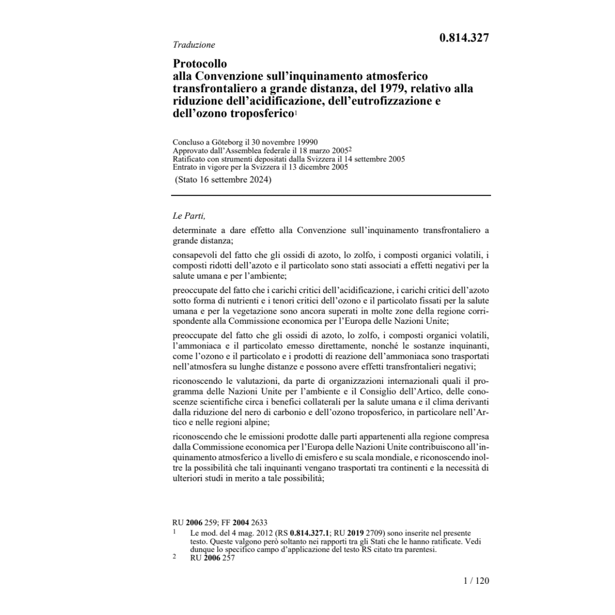 Prot.Conv.inquinamento dell'ozono