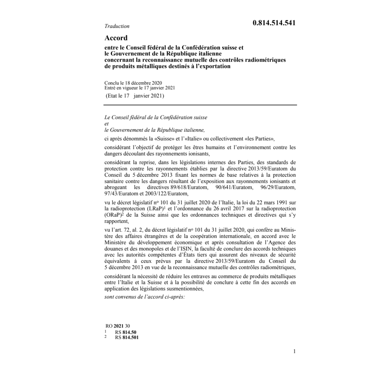 Ac. des contrôles radiométriques