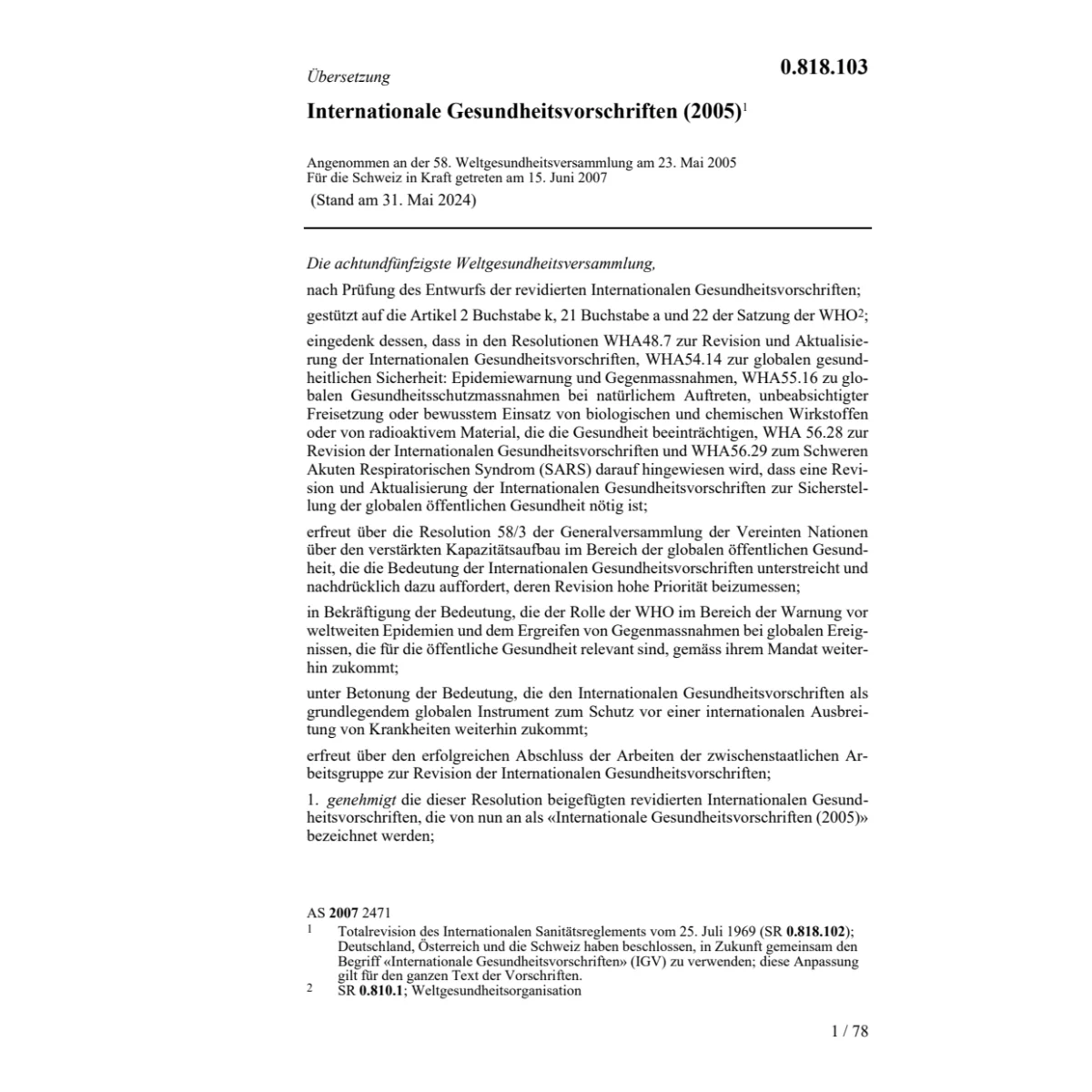 Internat.Gesundheitsvorschriften (2005)