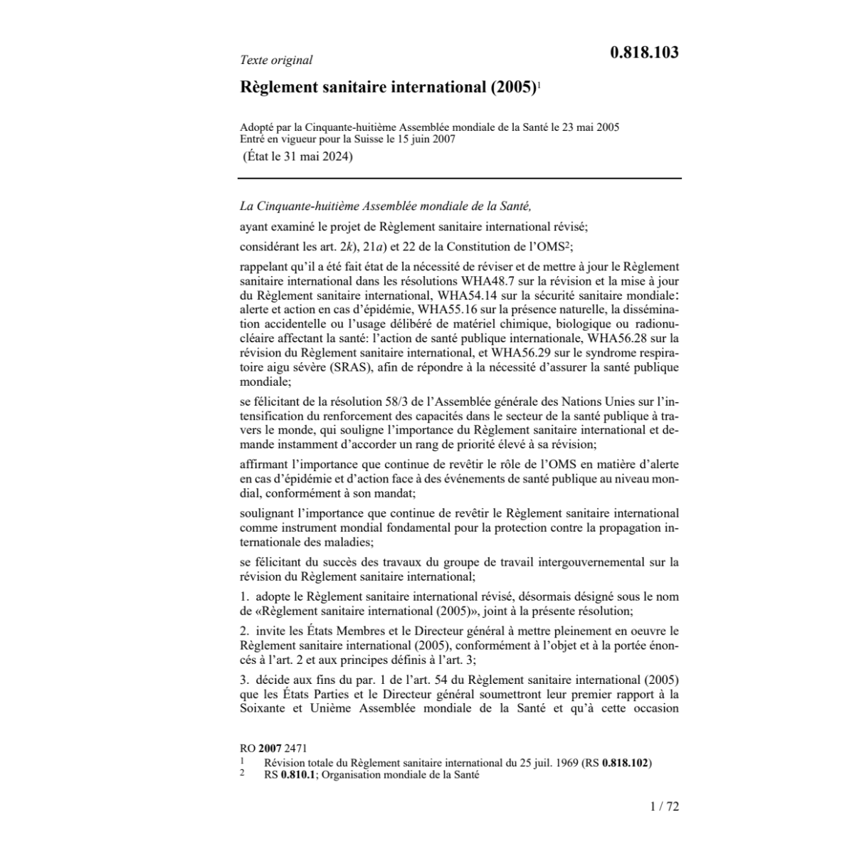 Règl.sanitaire international (2005)