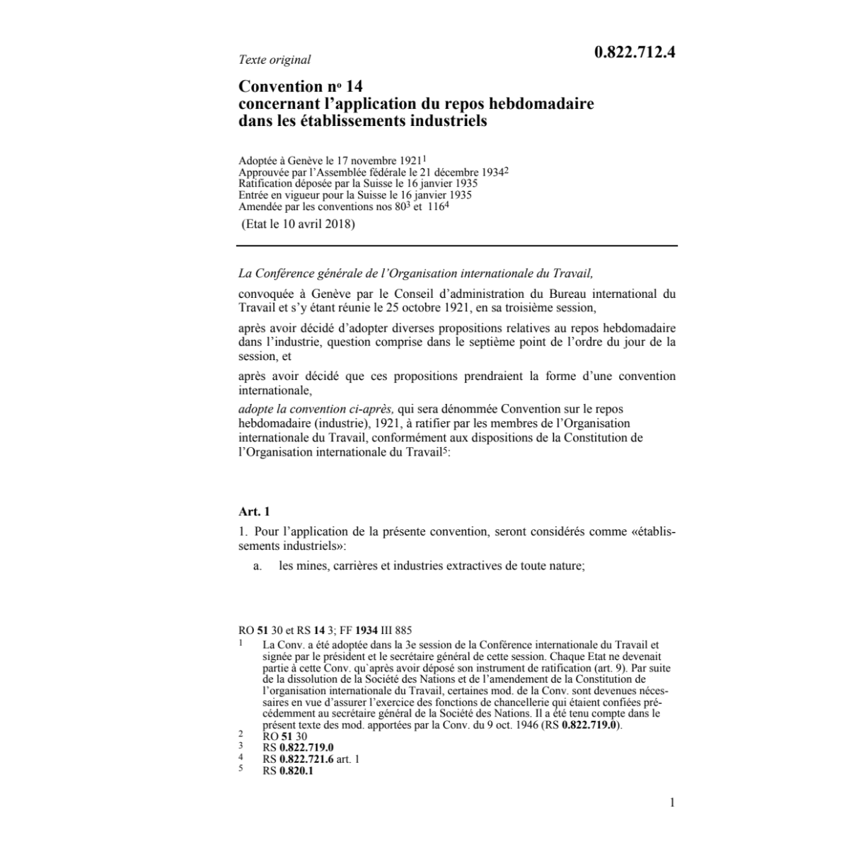 Applicat.repos hebdomadaire établis.indu