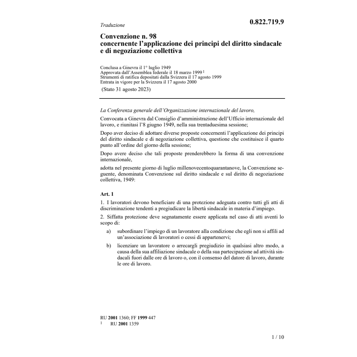 Conv. diritto sindacale e negoziazione