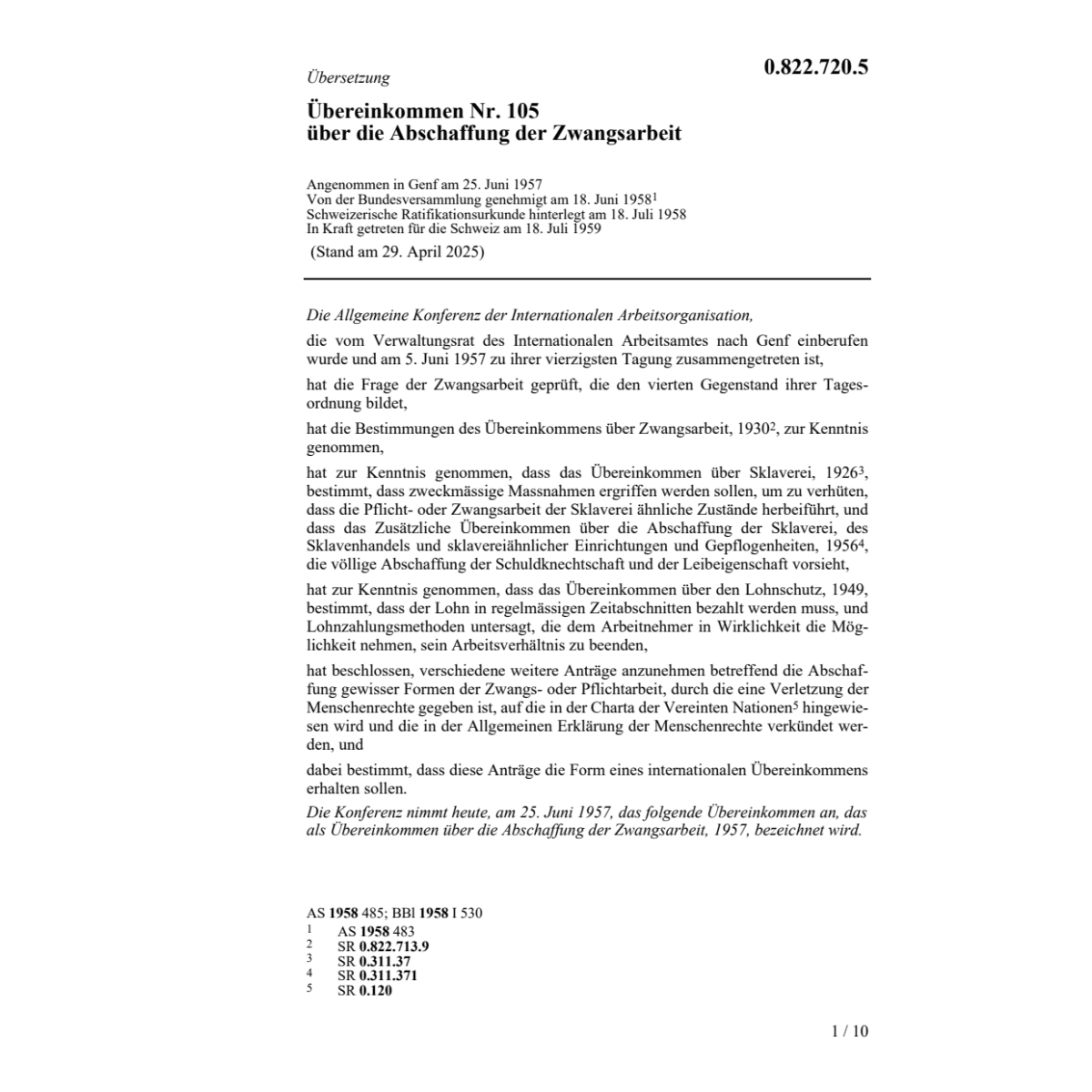 Abschaffung der Zwangsarbeit