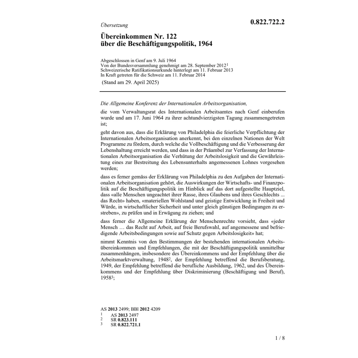 Übereink. Beschäftigungspolitik
