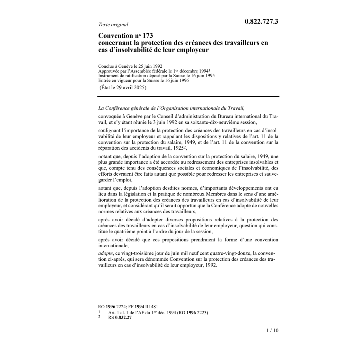 Con.protection créances travailleurs