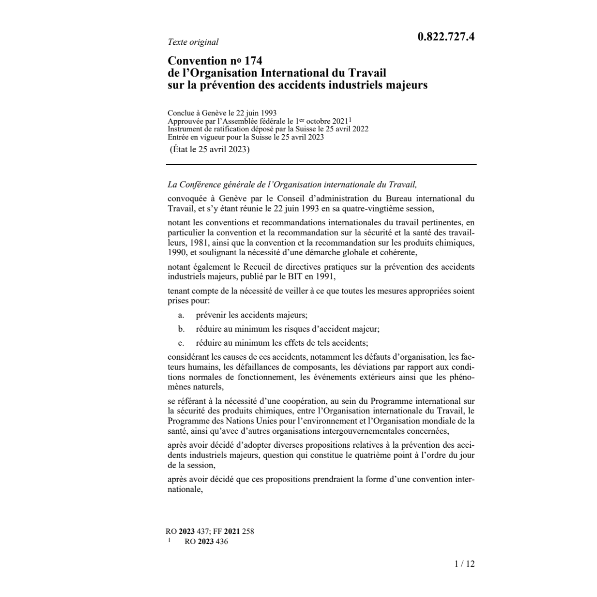 Conv. prévention accidents industriels