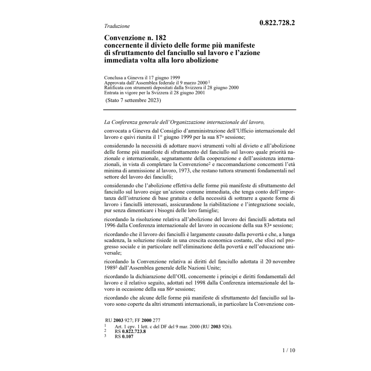Convenzione lavoro volta abolizione