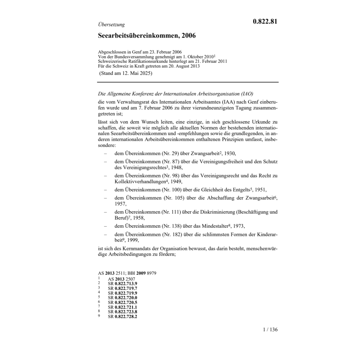 Seearbeitsübereinkommen