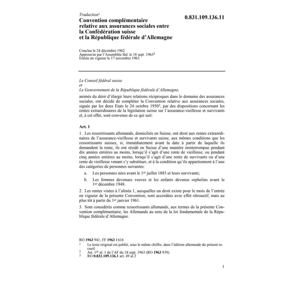 Conv.comp. Allemagne, assurance sociale