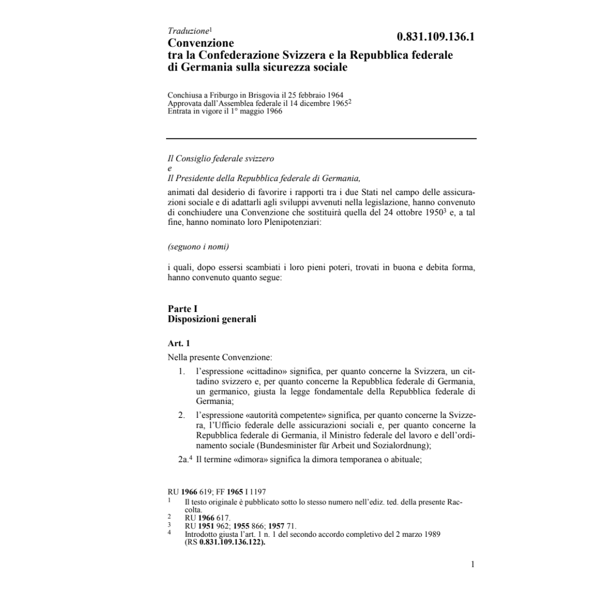 Conv. Germania, sicurezza sociale
