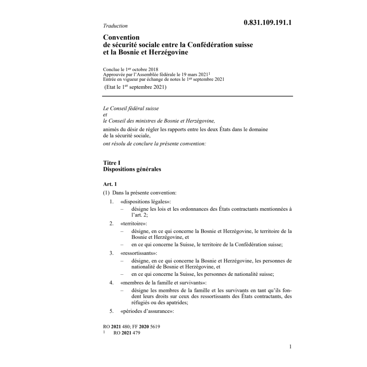 Conv. Suisse, Bosnie et Herzégovine