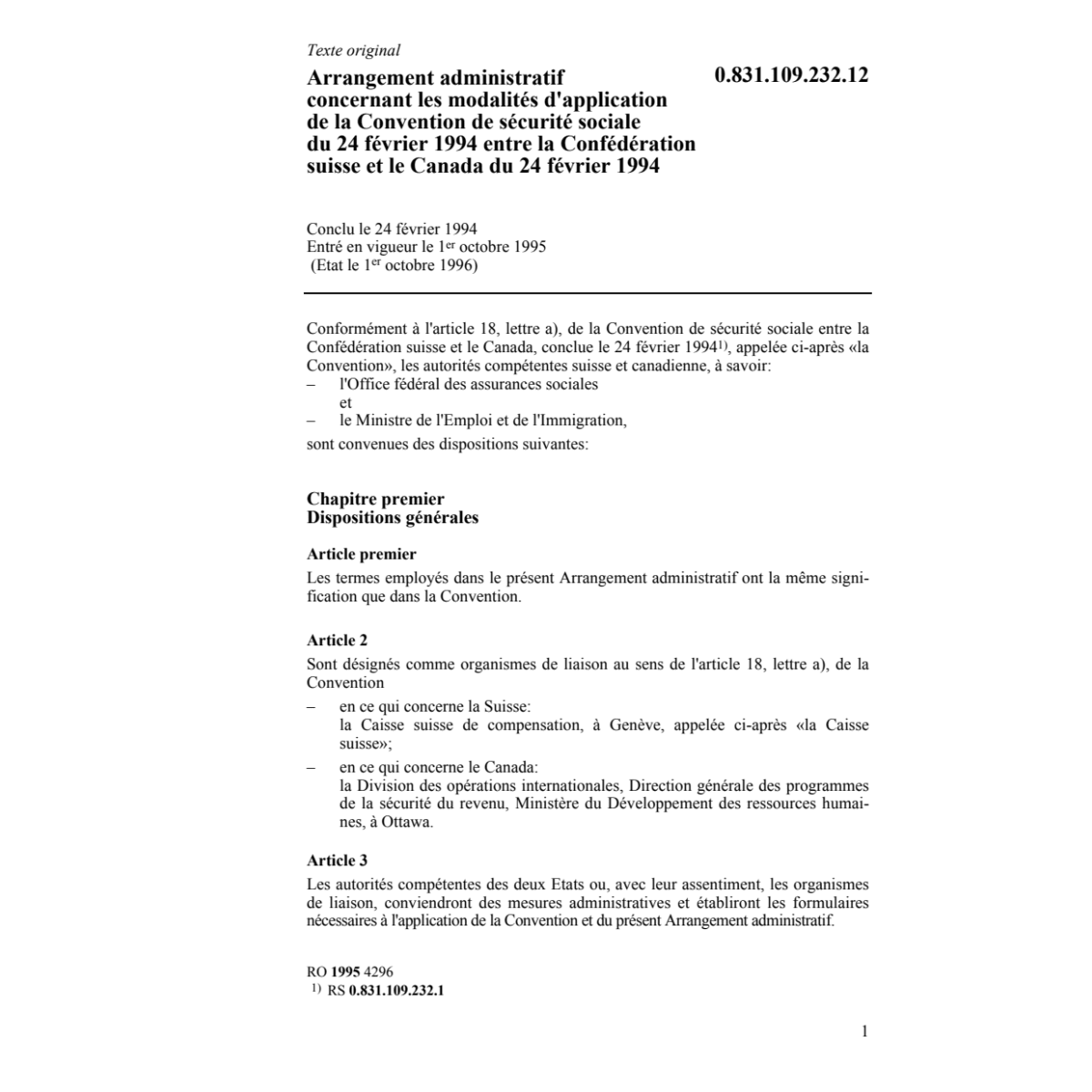Arrangm. application sécurité sociale