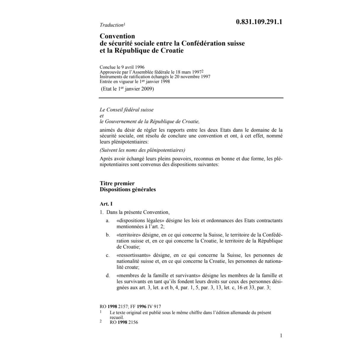 Con. sécurité sociale Suisse Croatie