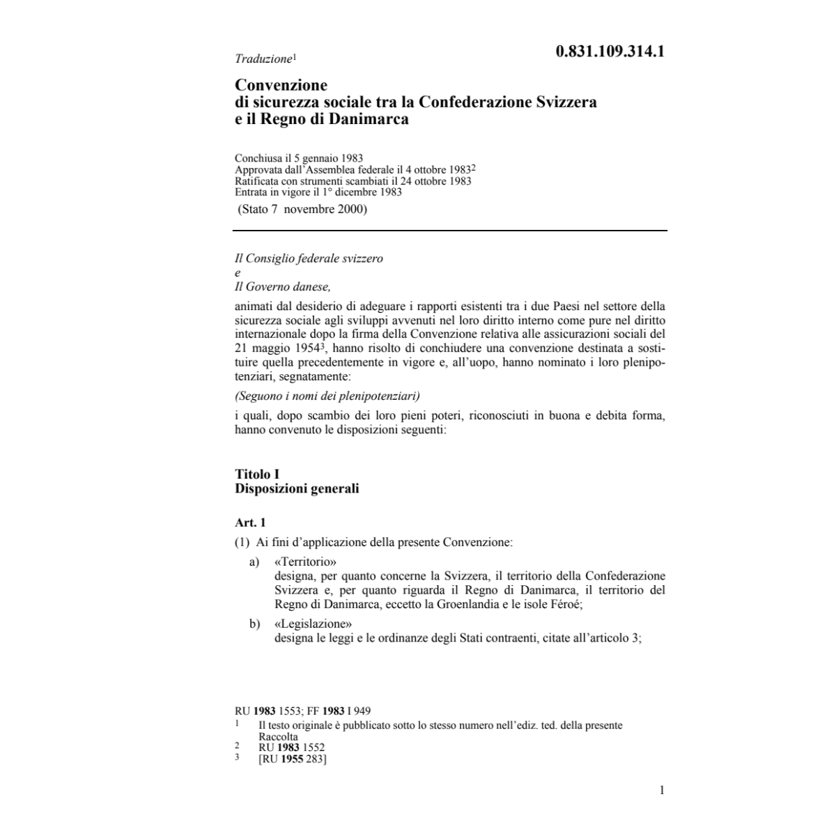 Conv. sicurezza sociale/Danimarca Svizz.
