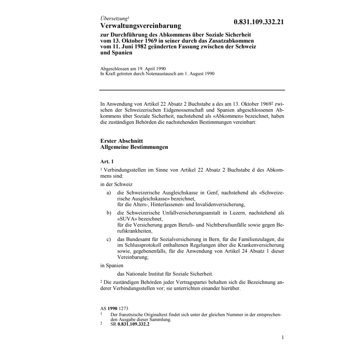 Verw.vereinb. Spanien, Soz. Sicherheit