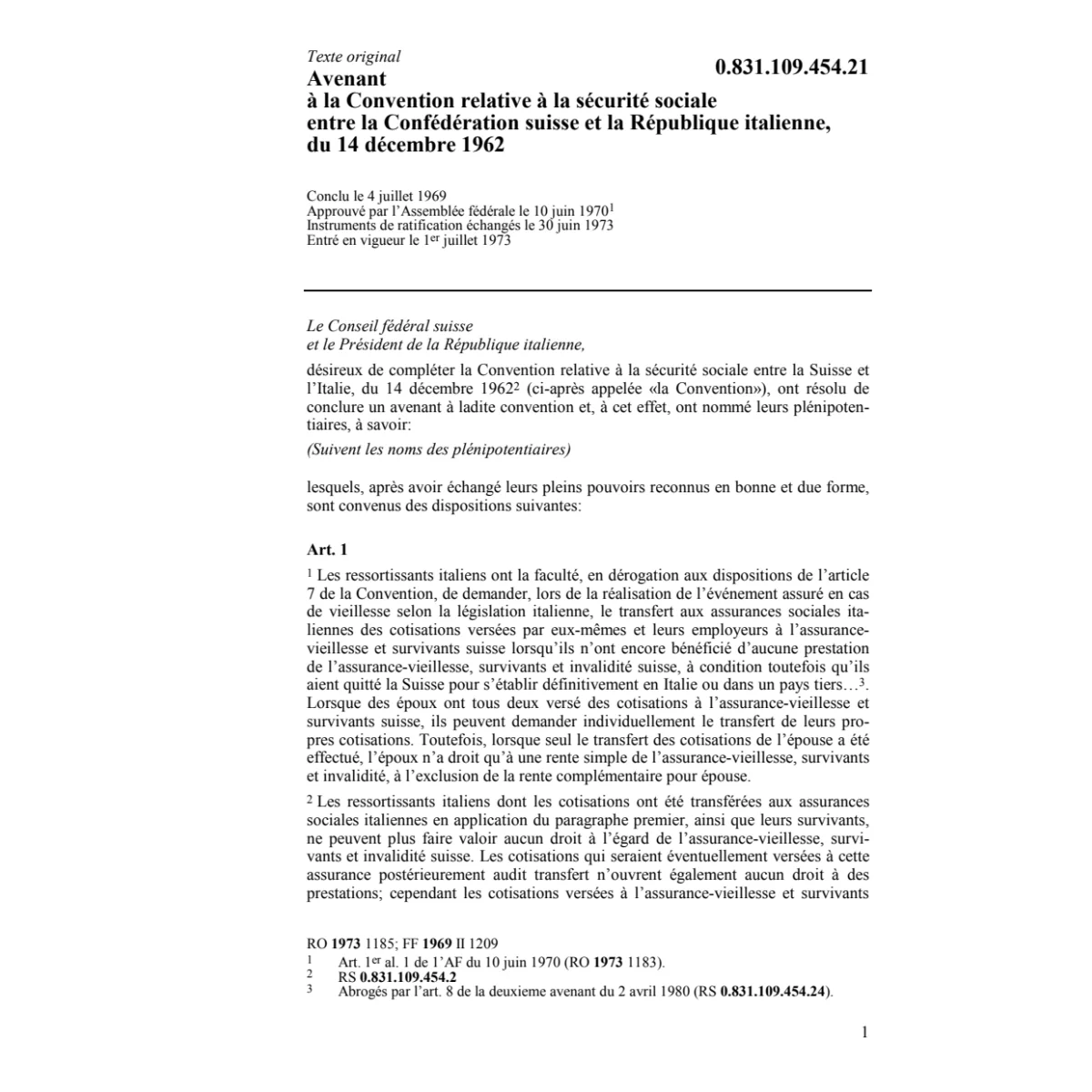 Conv. Italie, sécurité sociale
