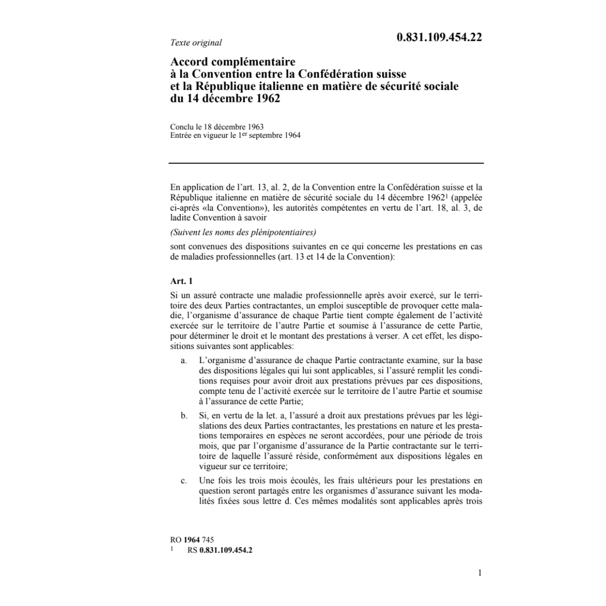 Ac.compl. Italie, sécurité sociale