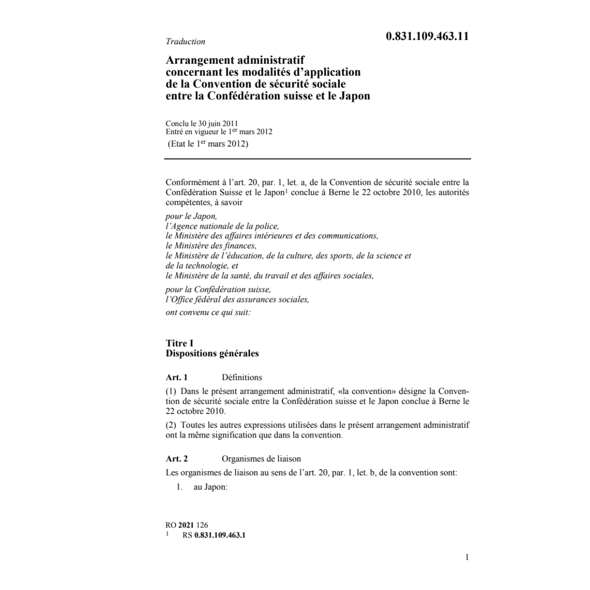 Arrangement administratif Japon