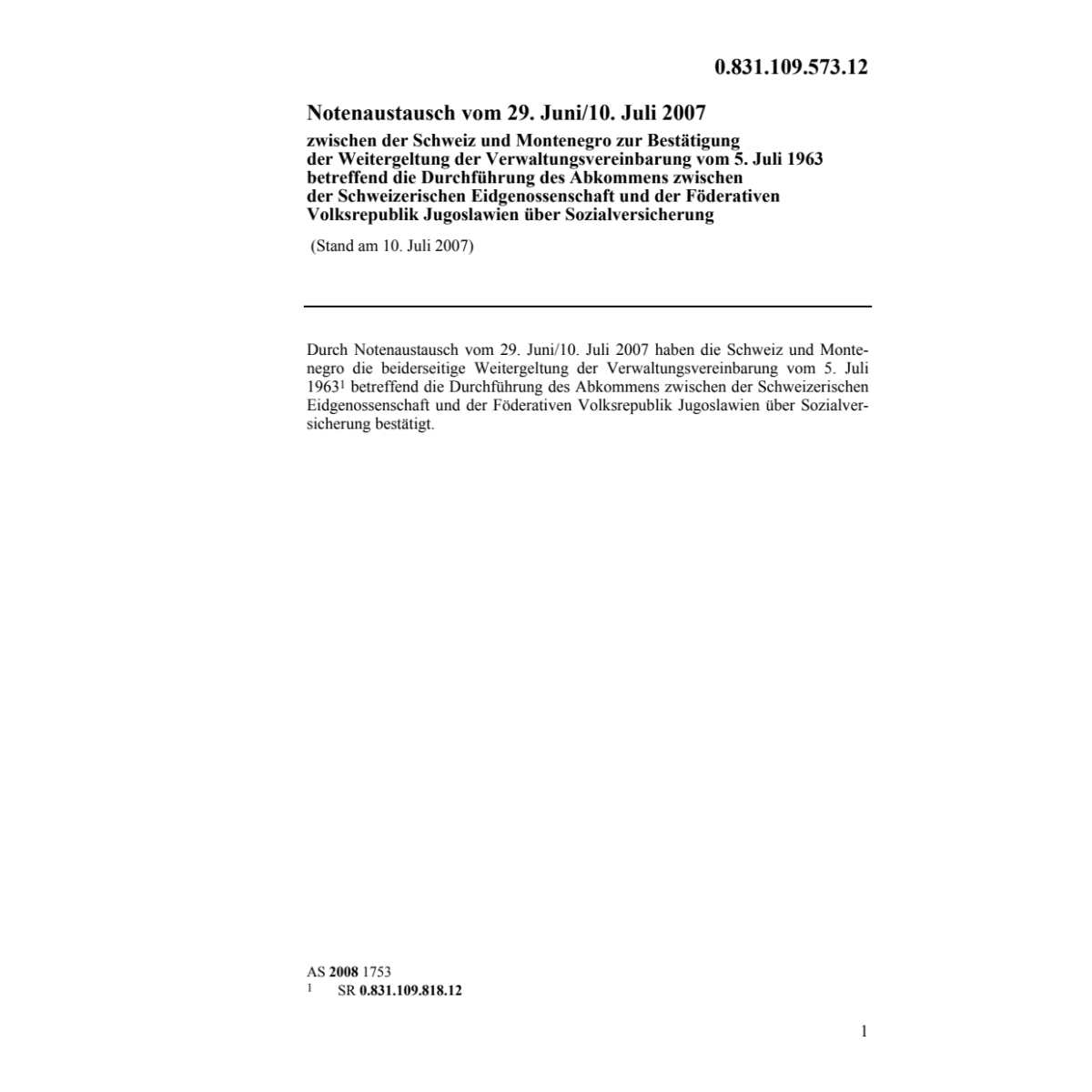 CH-Montenegro Sozialversicherung 10.7.07