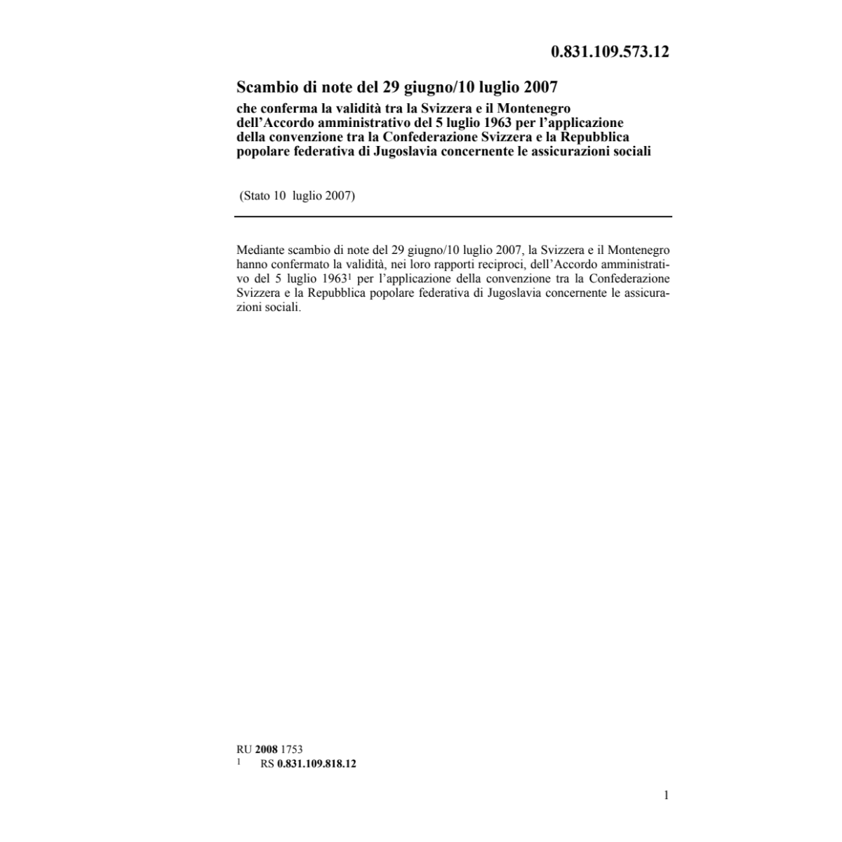 CH-Montenegro assicuraz. sociali 10.7.07
