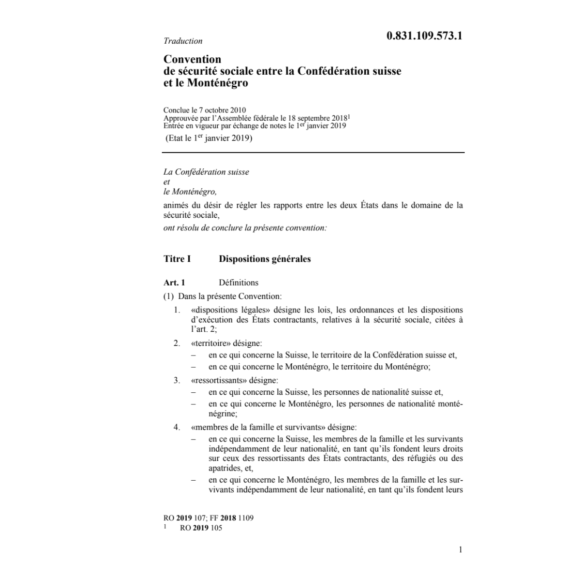 CH-Monténégro assurances sociale 10.7.07