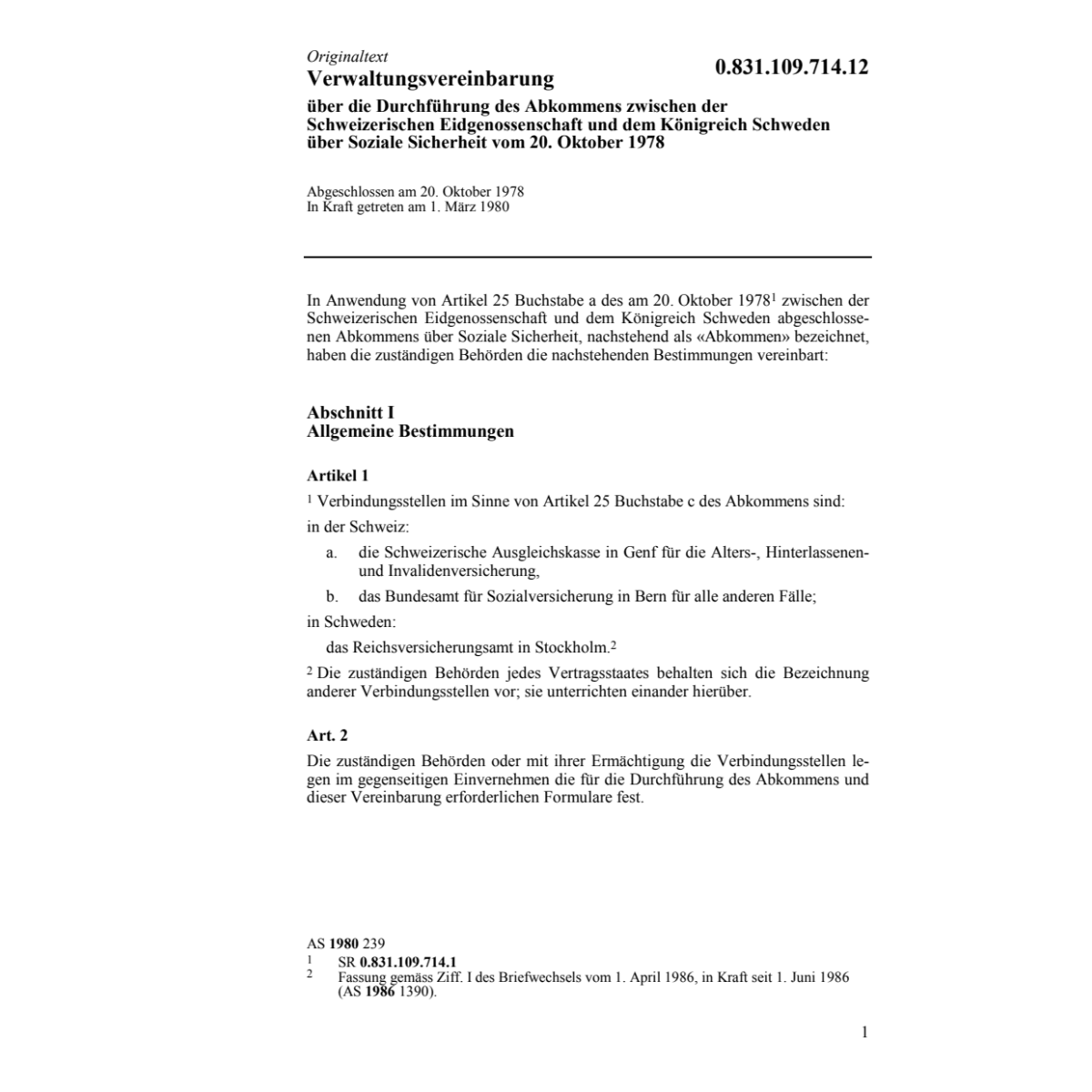 Verw.vereinb. Schweden, Soz. Sicherheit