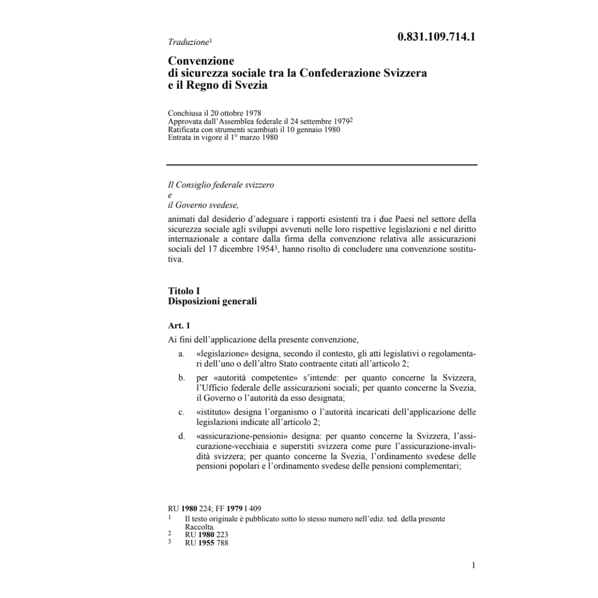 Conv. Svezia, sicurezza sociale